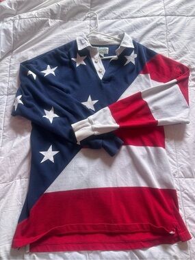 Britches American Flag Men’s Rugby Shirt - Stars & Stripes size XL Cotton